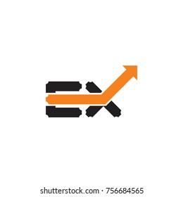 EX letter with up arrow logo design vector