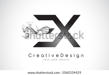 EX Letter Logo Design with Black Smoke. Creative Modern Smoke Letters Vector Icon Logo Illustration.