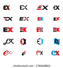 EX Letter Logo Design In Red And Black Colors.