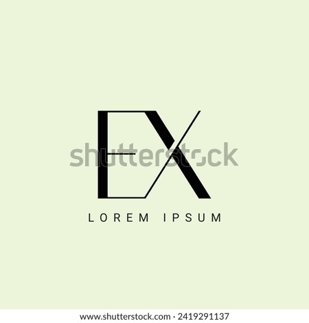 EX Letter Logo Design Vector Template. Alphabet Initial Letter EX Logo Design With Glossy Reflection Business Illustration