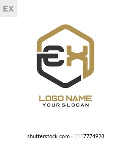 EX logo letter initial, Abstract polygonal Background Logo,