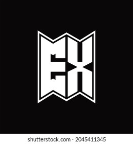 EX Logo monogram with emblem style design template on black background