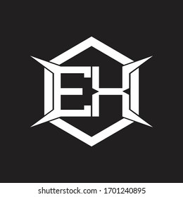 EX Logo monogram with hexagon and four taper shape design template