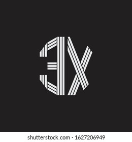EX Logo monogram with outline style linked isolated on black background
