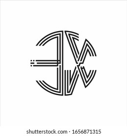 EX Logo monogram triple ribbon style line design template isolated on white background