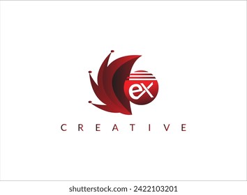EX Logo Simple Combination Red Color.
