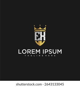 EX luxury letter monogram for crown and shield logo design