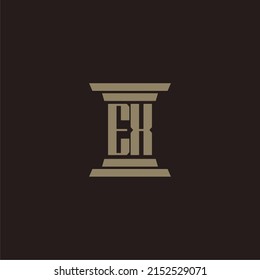 Logotipo inicial del monograma EX para la firma de abogados con diseño de hitos