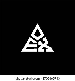 Logotipo EX monograma con forma de 3 piezas aisladas en la plantilla de diseño triangular