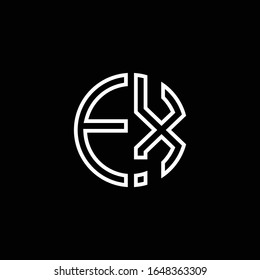 EX monogram logo circle ribbon style outline design template