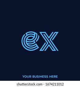 EX monogram logo.Typographic icon with geometric line letter e and letter x.Lettering icon.Alphabet initials isolated on dark background.Modern,web,tech style sign characters for company branding.