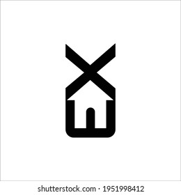 Ex negative space home logo design