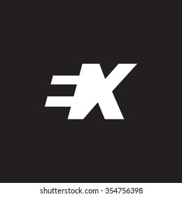 EX negative space letter logo black background
