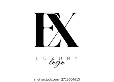 Logotipo de tipografia de monograma de letra serif EX para identidade de marca premium elegante