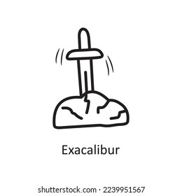 Exacalibur Vector Outline Icon Design illustration. Medieval Symbol on White background EPS 10 File