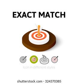 Icono de coincidencia exacta, símbolo de Vector en estilo plano, contorno e isométrico