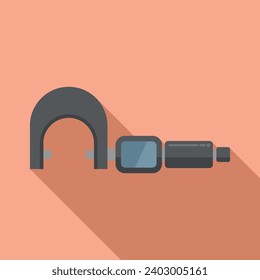 Icono de medida de metal exacto vector plano. Acero de trabajo de objetos. Medidor de escala