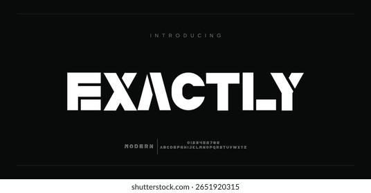 Exatamente fontes criativas modernas tecnologia alfabeto. Tipografia abstrata esporte urbano, techno , moda, digital, futura fonte do logotipo criativo.