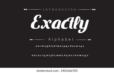 Exactly Elegant Font Uppercase Lowercase and Number. Classic Lettering Minimal Fashion Designs. Typography modern serif fonts regular decorative vintage concept. vector illustration