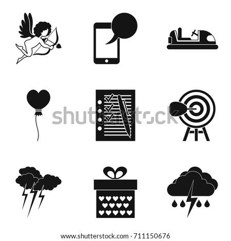 Exactly in the target icons set. Simple set of 9 exactly in the target vector icons for web isolated on white background