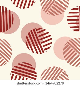 Exaggerated Retro Geo Dots Vector Seamless Pattern. Over Scaled Modern Geometric Dusty Pink Circles. Simple Bold Streaking Minimalist Background. Perfect for Fashion, Home Decor