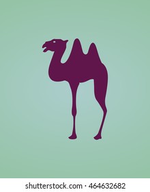 An exaggerated silhouette icon of a camel, ideal for a vector logo  
