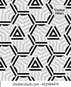 exagon vector pattern, repeating linear hexagon overlap each