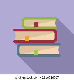 Exam book stack icon flat vector. Final study. Academic paper