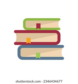 Exam book stack icon flat vector. Final study. Academic paper isolated