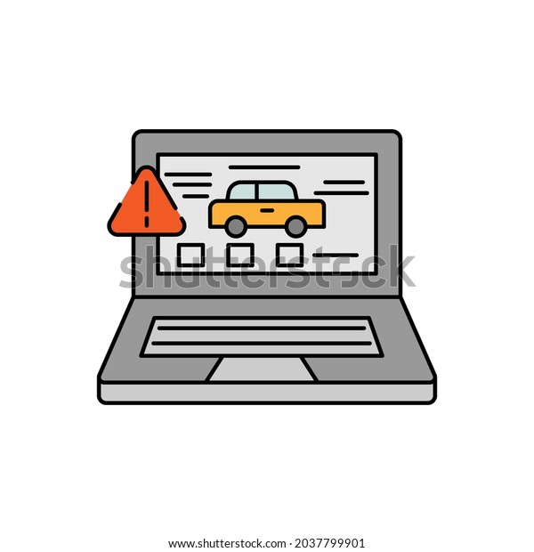 exam, car, laptop line icon colored. element of car\
repair illustration icons. Signs, symbols can be used for web,\
logo, mobile app, UI, UX