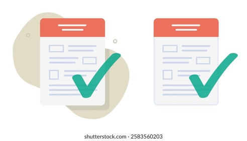 Exam form survey paper icon, quiz test document file flat graphic set, tax pass approve symbol, legal claim policy check mark, contract agreement application, good medical healthcare results clip art