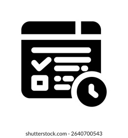 exam glyph icon. Strong and solid vector icon for websites, mobile interfaces, presentations, and visual branding. High quality and easy to edit.