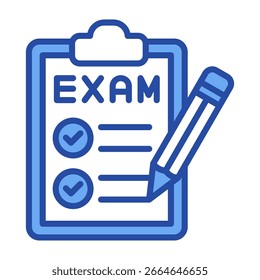 Exam Icon Blue Vector Illustration