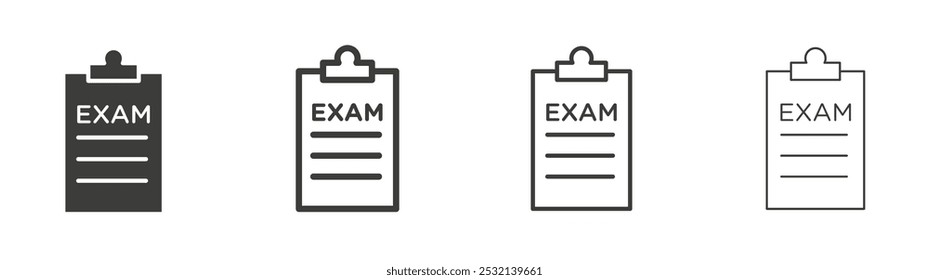 Exam icon in fill and three stroke sizes