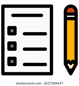 Icono de examen con estilo de contorno plano