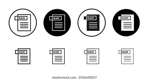 Exam icon Flat simple outline set