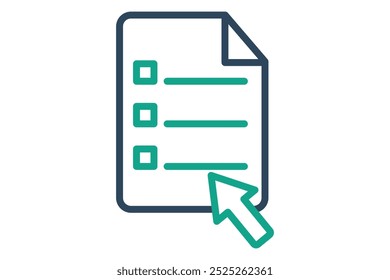 Exam icon. line icon style. paper with pointer. icon related to online course. education elements vector illustration