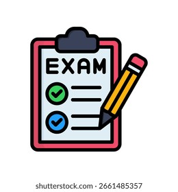 Exam Icon Lineal Color Vector Illustration
