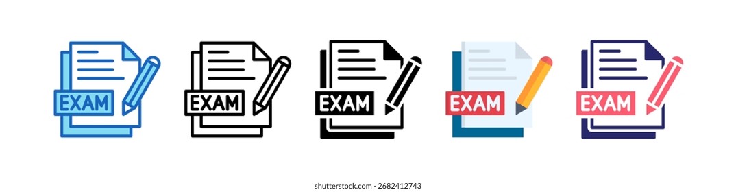Colección de conjunto de estilos múltiples de ícono de examen.