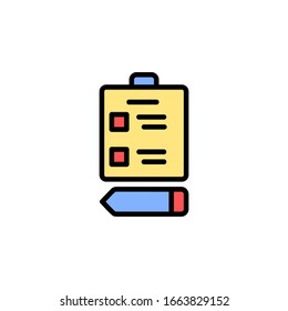 exam icon. online learning icon. perfect for application, web, logo and presentation template. icon design filled line style