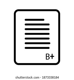 icono de examen. icono de papel de examen con calificaciones. ilustración vectorial