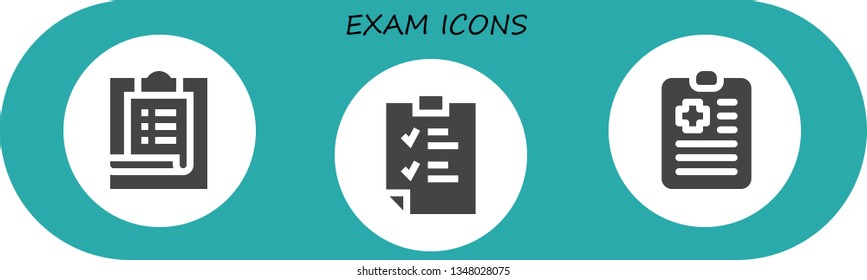 exam icon set. 3 filled exam icons.  Collection Of - Task, Clipboard
