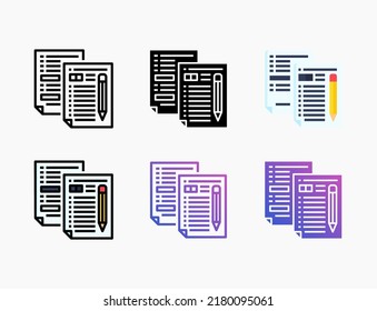 Exam icon set with line, outline, flat, filled, glyph, color, gradient. Editable stroke and pixel perfect. Can be used for digital product, presentation, print design and more.