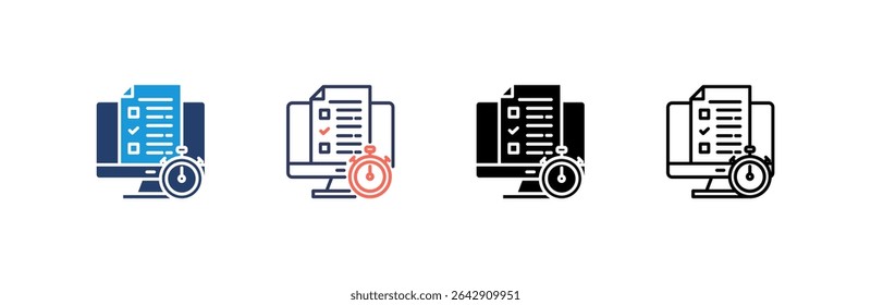 Conjunto de iconos de examen colección de estilo múltiple