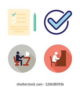 exam icon set. vector set about studying, list and checked icons set.