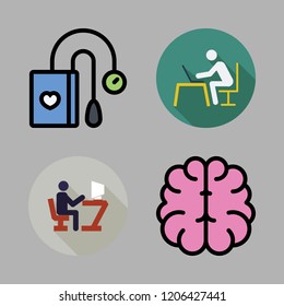 exam icon set. vector set about tonometer, studying and brain icons set.