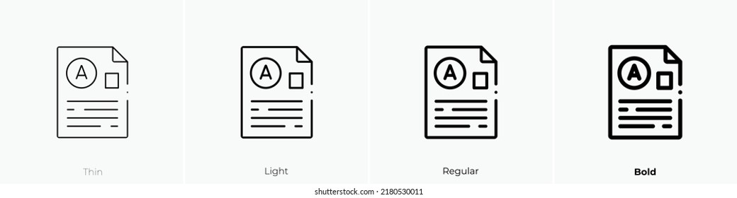 exam icon. Thin, Light Regular And Bold style design isolated on white background