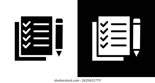 Vector de ícono de examen en estilo plano. Siluetas de colección