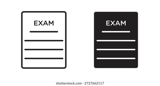 Iconos de examen colección. Iconos planos lineales delgados y negros