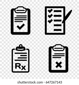 Exam icons set. set of 4 exam filled icons such as check list
